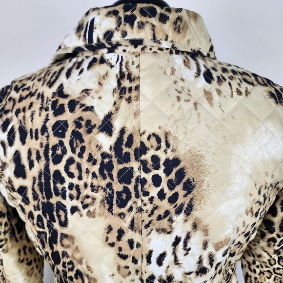 Dana Buchman Quilted Jacket Animal Print Leopard Lightweight Blazer Size M - Picture 13 of 16